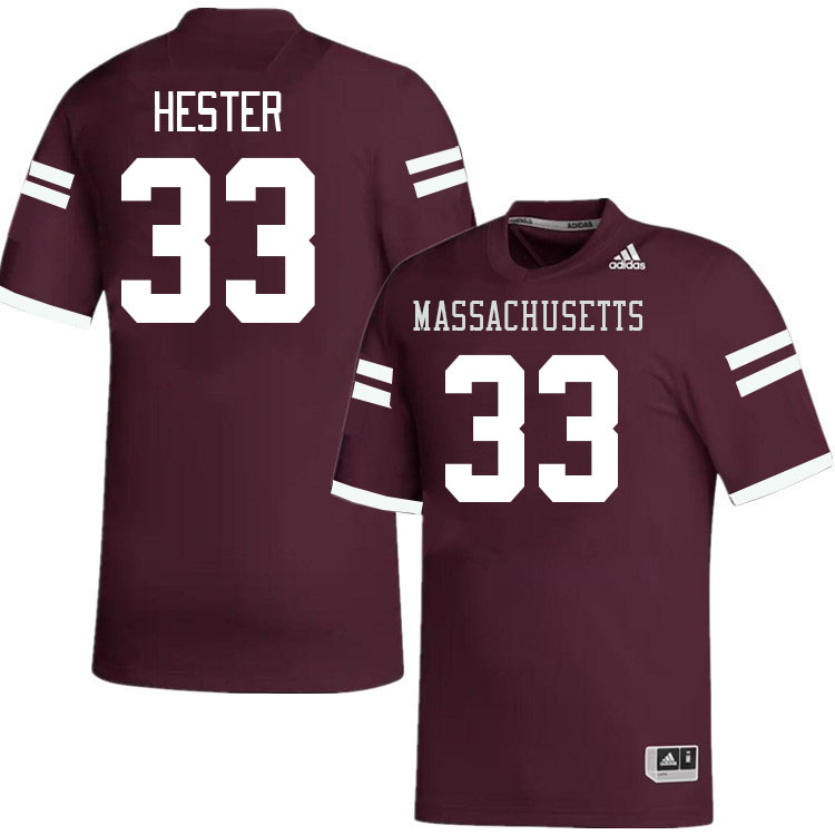 Massachusetts Minutemen #33 CJ Hester College Football Jerseys Stitched-Maroon